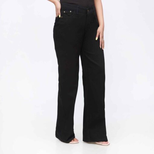 Black Flapper Fit Denim Pant PW3616 - Image 3