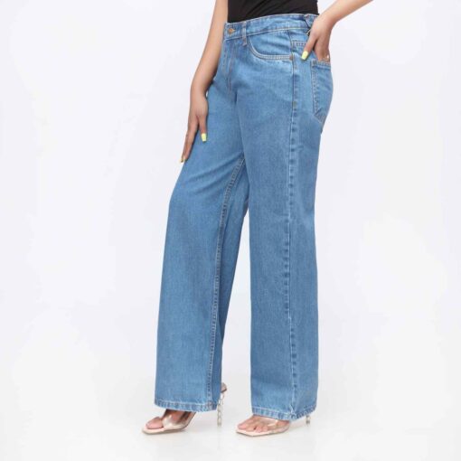 Sky Blue Flapper Fit Denim Pant PW3616 - Image 3