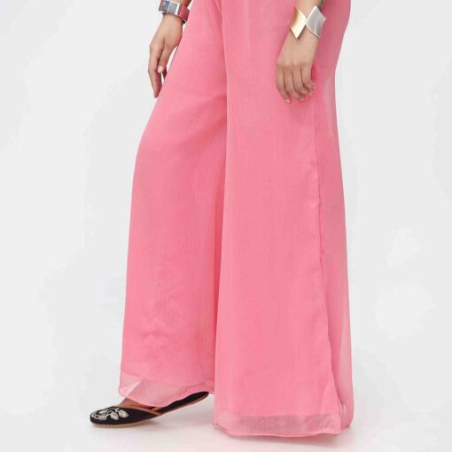 Pink Dyed Chiffon Plazo PW3621 - Image 3