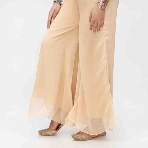 Beige Dyed Chiffon Plazo PW3621 - Image 2
