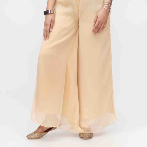 Beige Dyed Chiffon Plazo PW3621 - Image 3