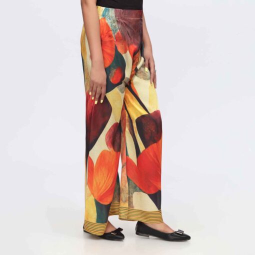 Red Digital Printed Shamoz Silk Trouser PW3648 - Image 3