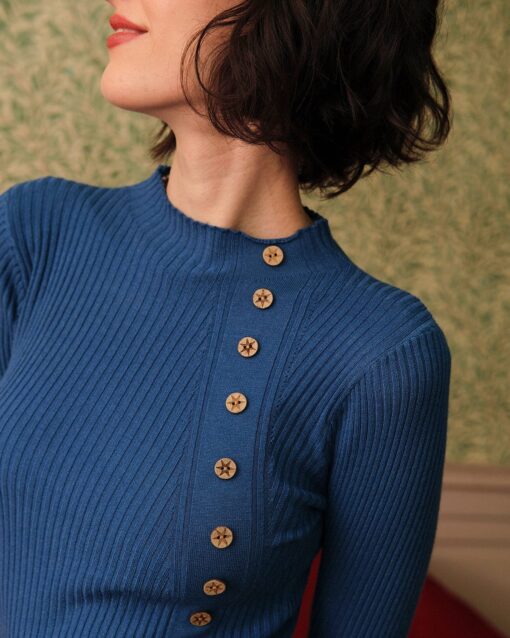 The Solid Mock Neck Ribbed Knit Top - Image 3