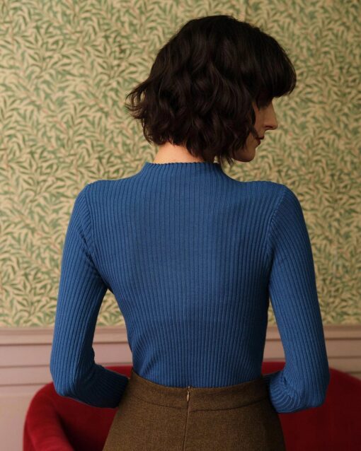 The Solid Mock Neck Ribbed Knit Top - Image 4