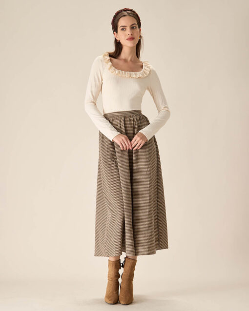 Beige Ruffle Slim Tee - Image 4