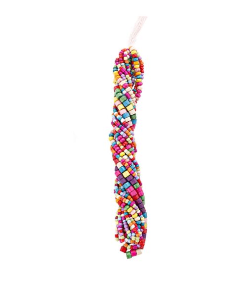7" x 14" Multicolor Wood & Glass Seed Strung Beads