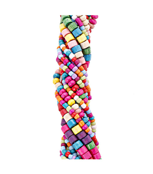 7" x 14" Multicolor Wood & Glass Seed Strung Beads - Image 2