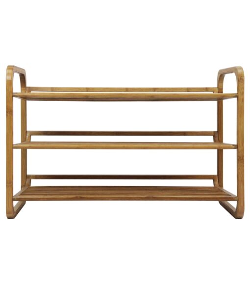 Brown 3 Tier Bamboo Shoe Rack - Image 2