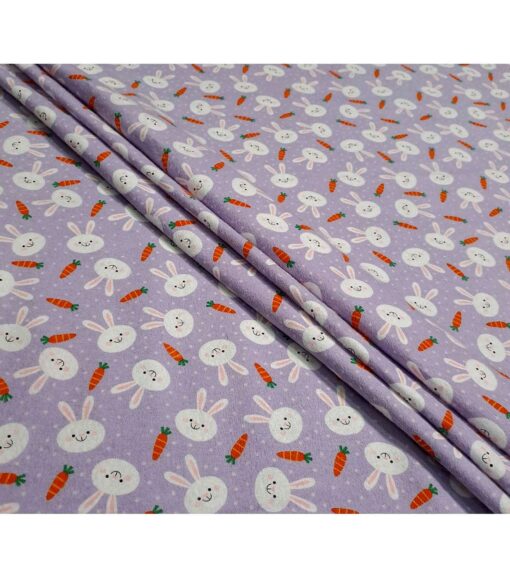 Bunnies & Carrots on Purple Super Snuggle Flannel Fabric - Image 2