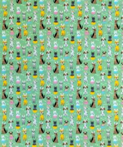 Easter Doggies on Green Easter Cotton Fabric