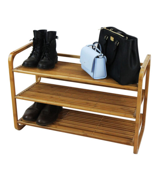 Brown 3 Tier Bamboo Shoe Rack - Image 8