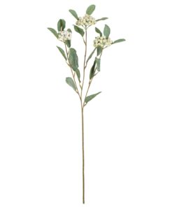 28 White Berry & Leaf Stem