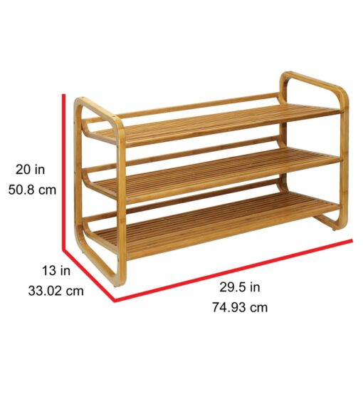 Brown 3 Tier Bamboo Shoe Rack - Image 9