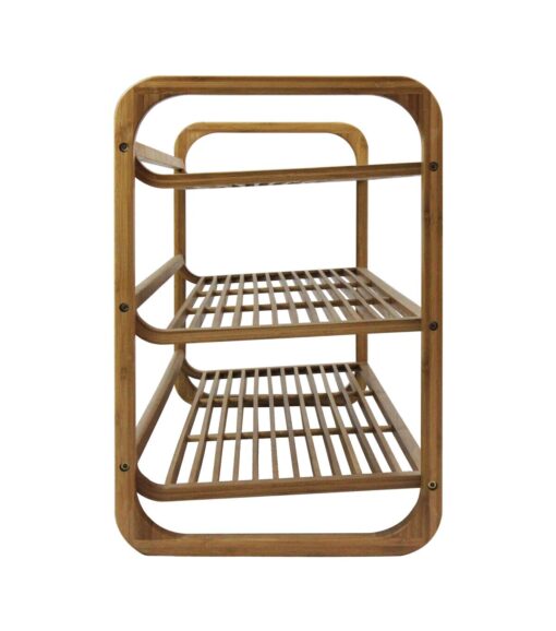 Brown 3 Tier Bamboo Shoe Rack - Image 3