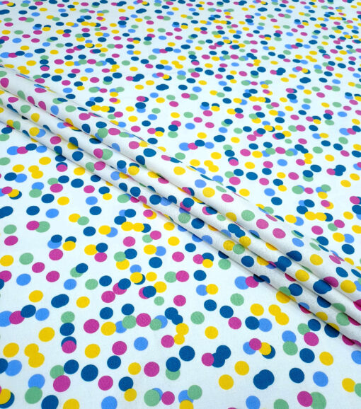 Pastel Dots on White Easter Cotton Fabric - Image 2