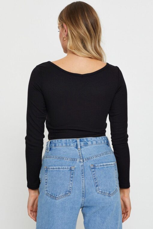 Black Crop Top Long Sleeve - Image 4
