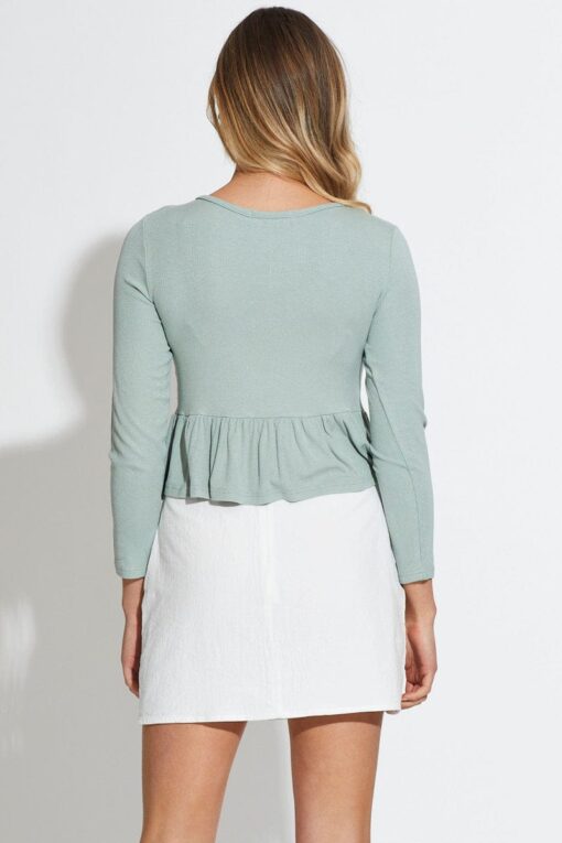 Green Rib Top Long Sleeve - Image 4