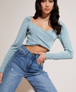 Green Wrap Crop Top