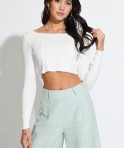 White Crop Top Long Sleeve