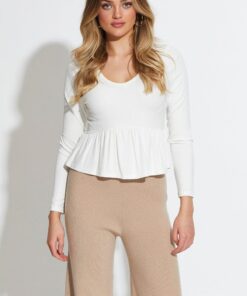 White Rib Top Long Sleeve