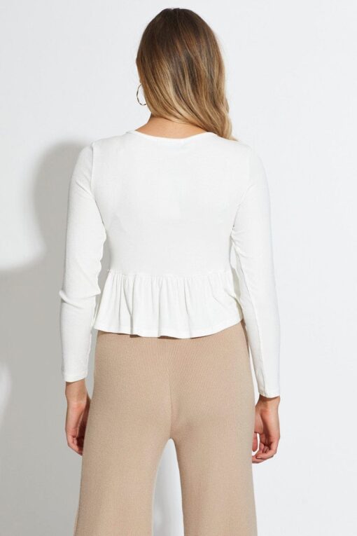 White Rib Top Long Sleeve - Image 5
