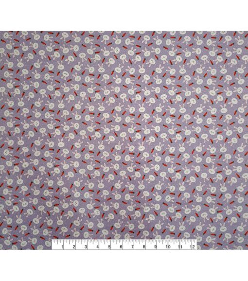 Bunnies & Carrots on Purple Super Snuggle Flannel Fabric - Image 3