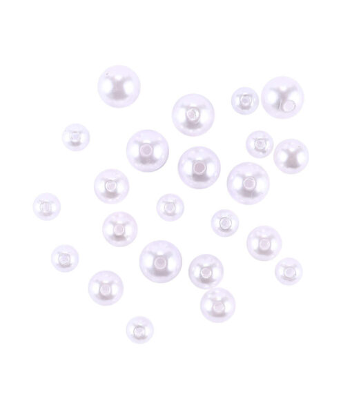 1lb White Round Plastic Pearl Beads 1050pc